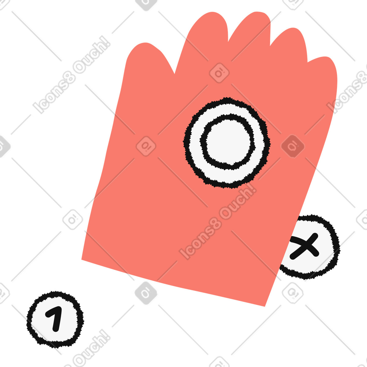 Ilustração de Hand gesture with circle button and doodle number one symbol em no estilo Bold People para baixar em PNG, SVG