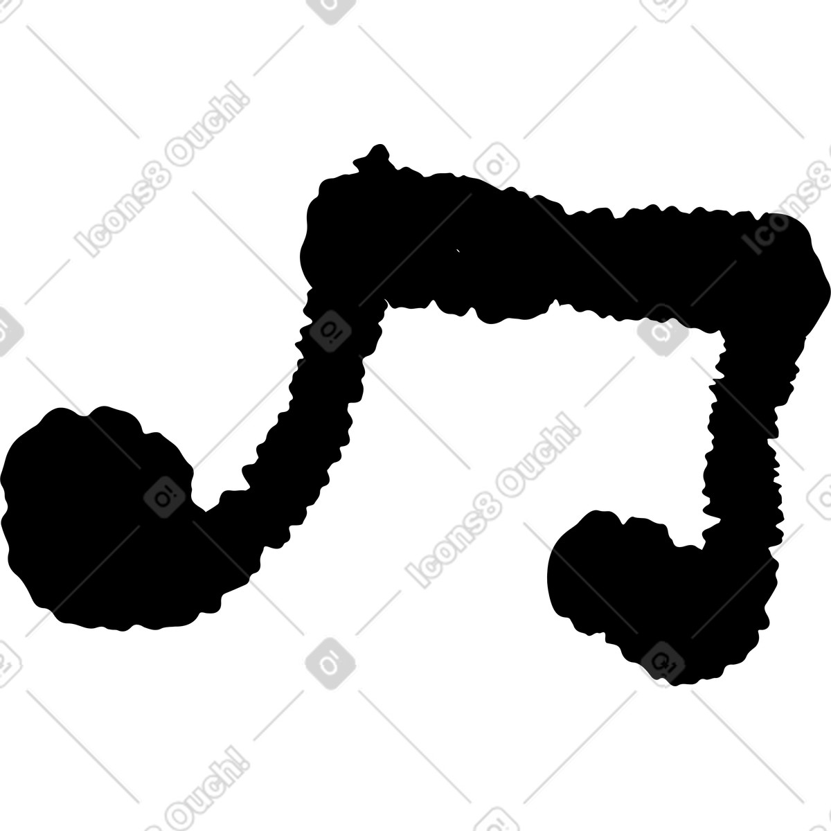 Music note silhouette made of irregular blobby ink shapes-Illustration im Black Chalk-Stil als Download in PNG, SVG