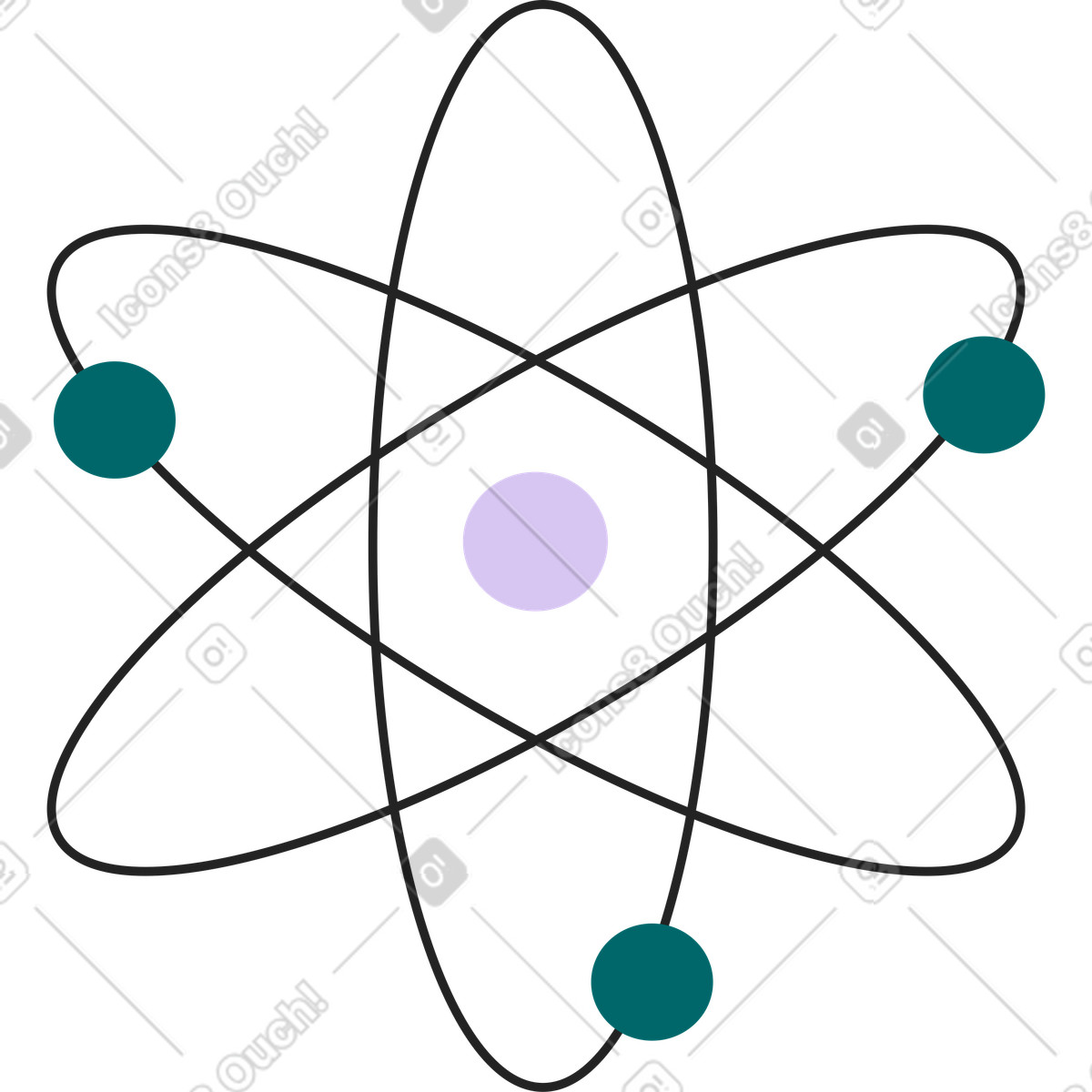 Ilustración Núcleo de una molécula átomo en estilo Sammy Line a descargar en PNG y SVG