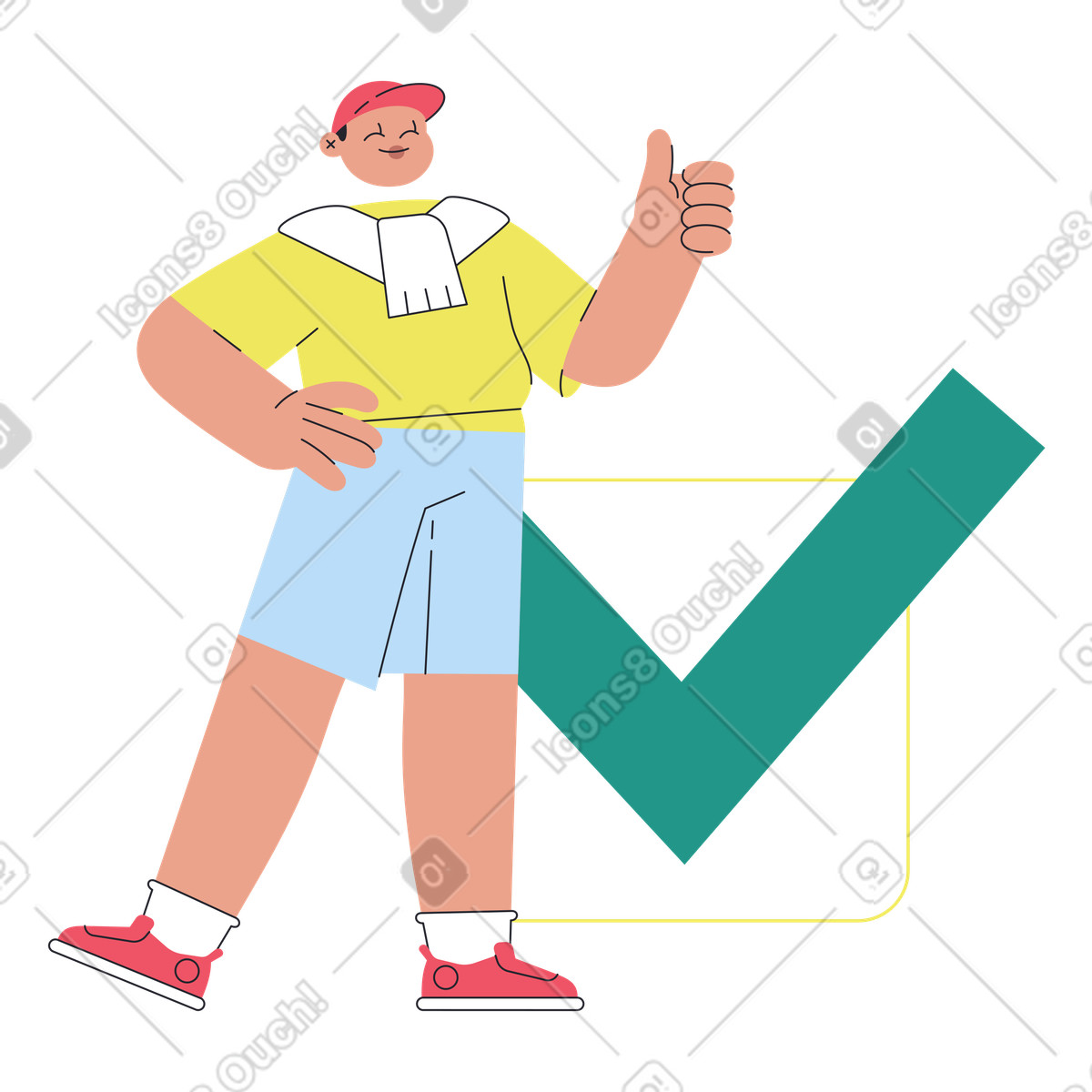 Boba スタイルの Giving approval, Confirmation and completion のイラストをPNG、SVG形式でダウンロード