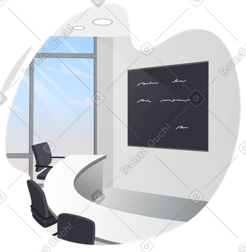 칠판과 큰 창문이 있는 대학 강의실 PNG, SVG