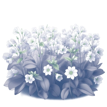 A vast field filled with numerous datura flowers. The flowers are in full bloom, showcasing their distinctive trumpet shape and ruffled edges. The flowers are white with a hint of green in the centers, creating a striking visual. The plants are tall, with broad green leaves that move slightly in the gentle summer breeze. The scene captures a sense of abundance and natural beauty, with flowers extending to the horizon under a clear sky.