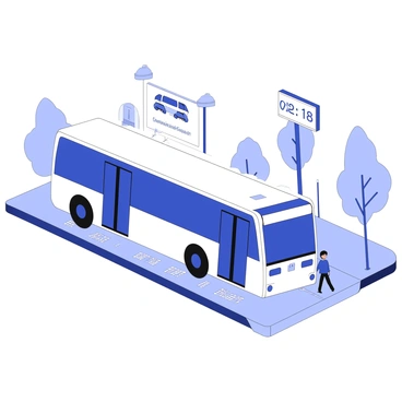 A bus at a city stop using induction charging embedded in the road