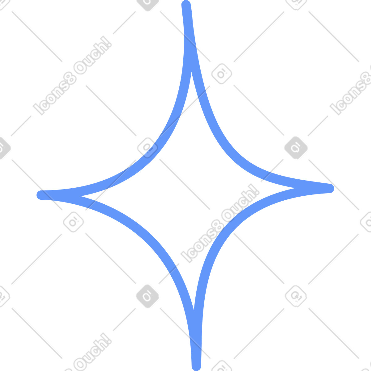 Four pointed blue star line illustration in Plain style download in PNG, SVG