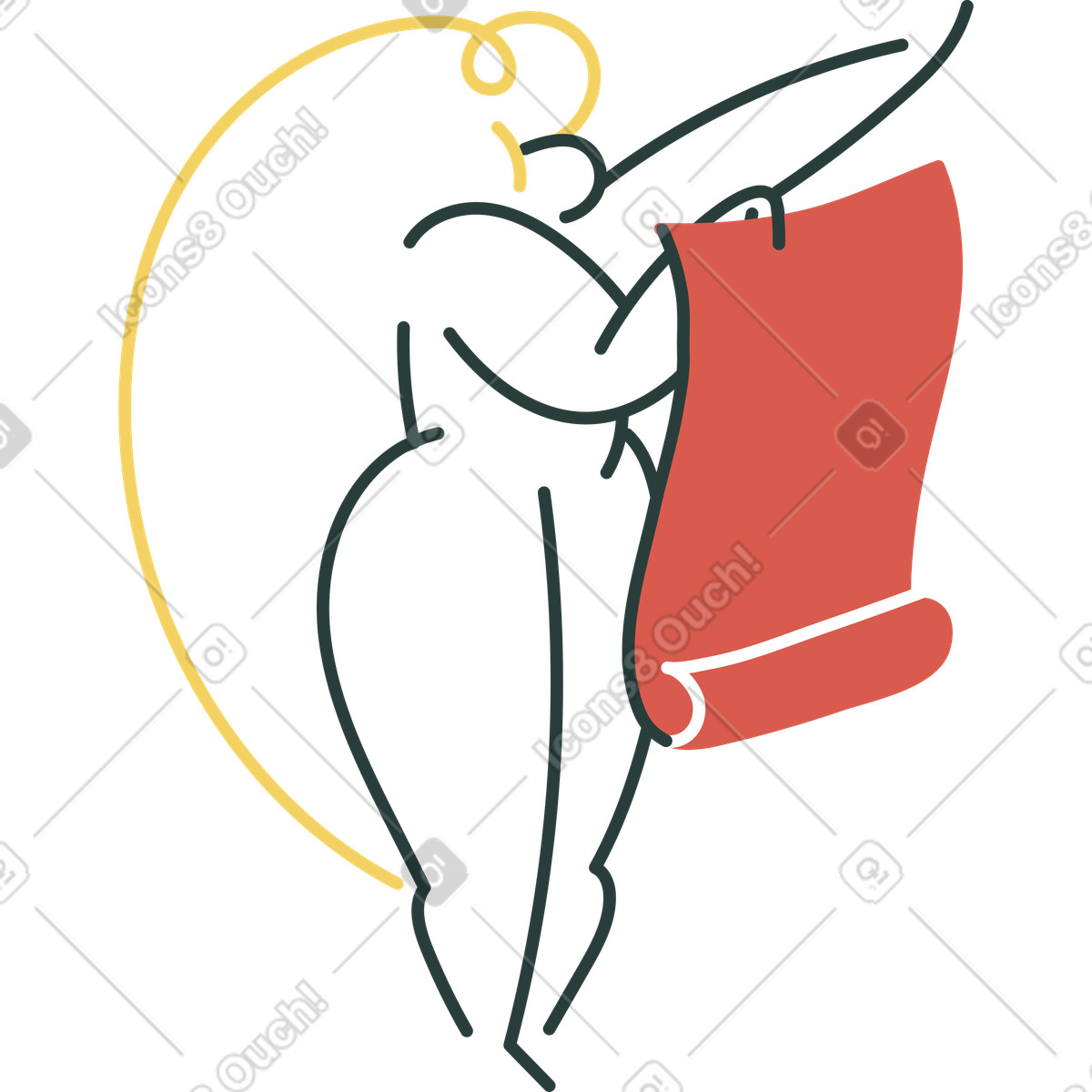 Mädchen-Illustration im Macaroni-Stil als Download in PNG, SVG