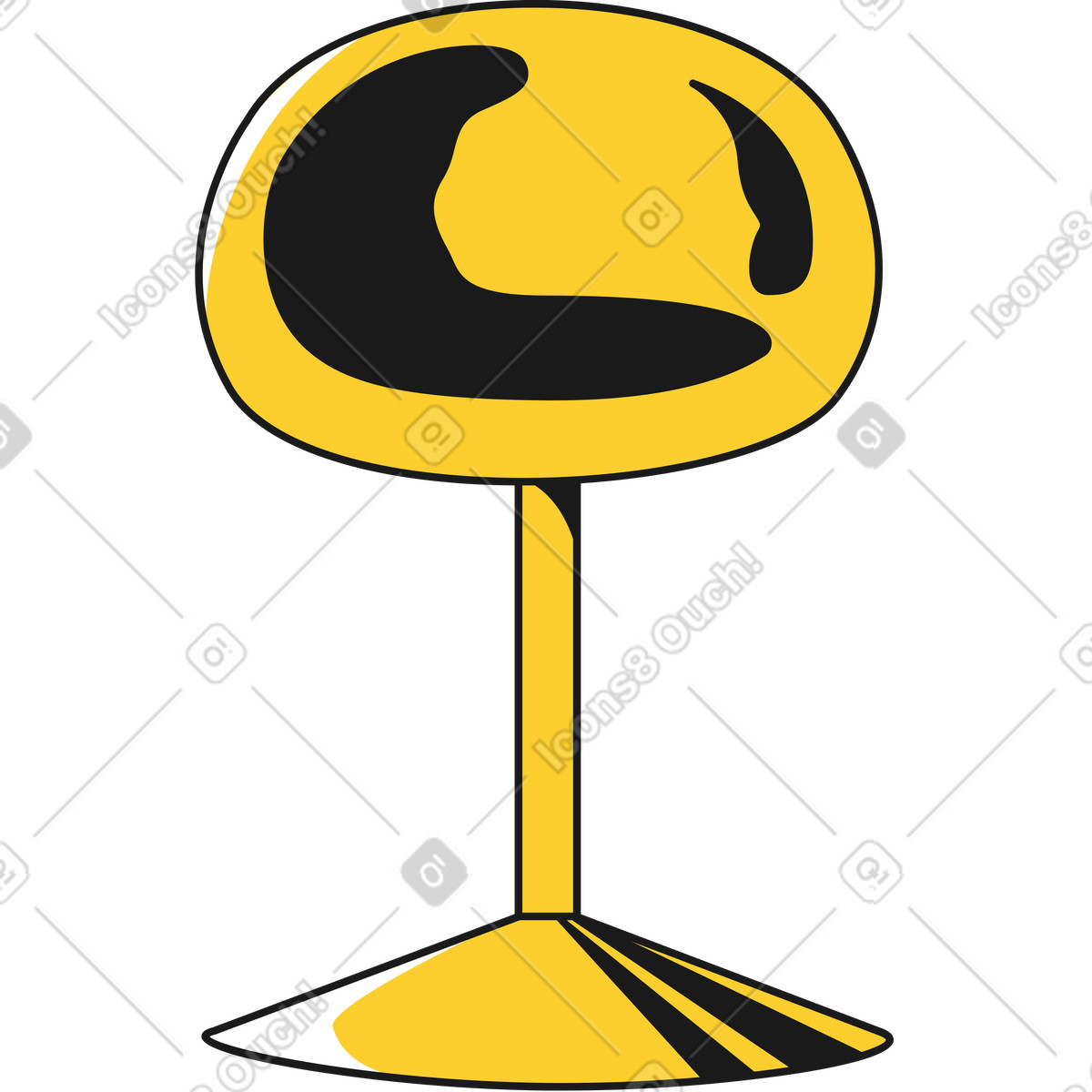 Modern yellow swivel chair with pedestal base illustration in Taxi style download in PNG, SVG