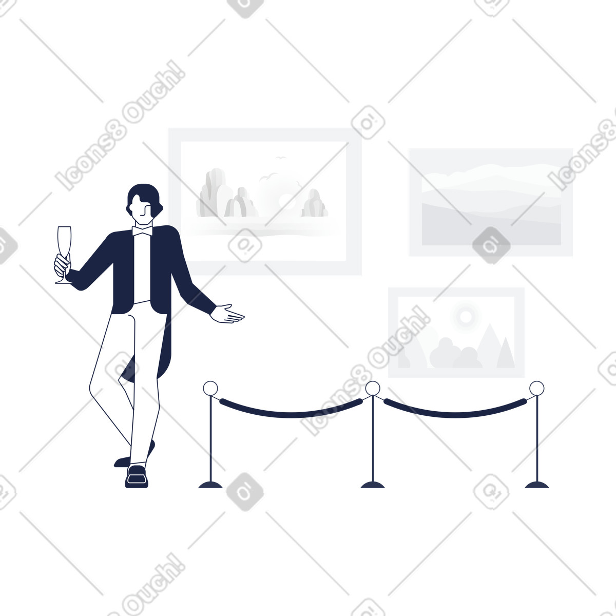 Ilustración Inauguración de la galería arte en estilo Urban Line a descargar en PNG y SVG