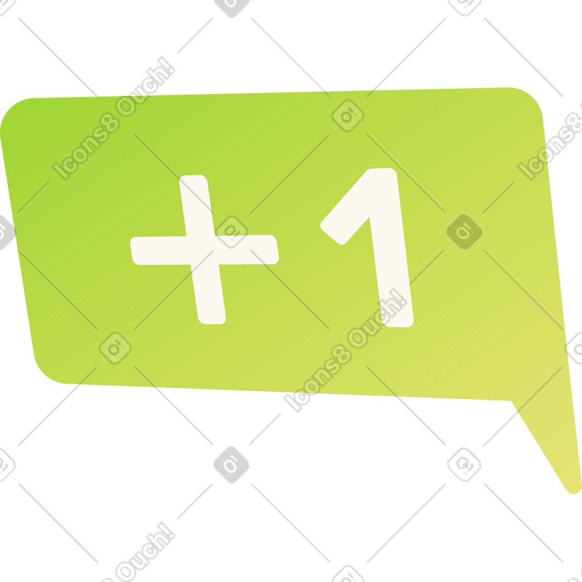 Illustration Bulle verte avec plus un texte dans le style Fizzy à télécharger aux formats PNG, SVG