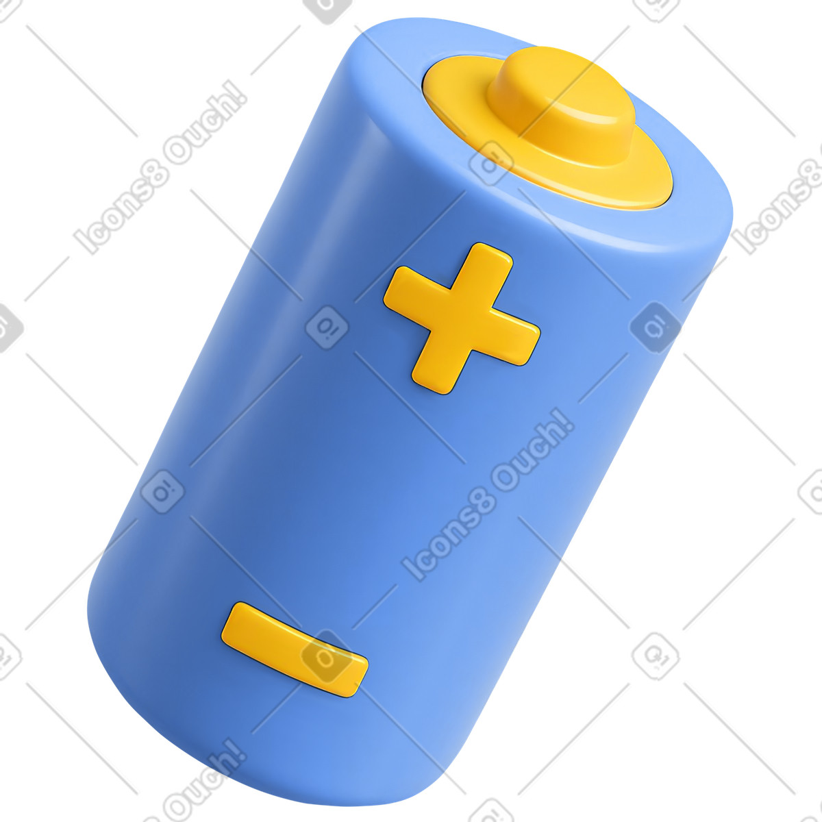 Blue plastic battery illustration in 3D Cutie style download in PNG, SVG