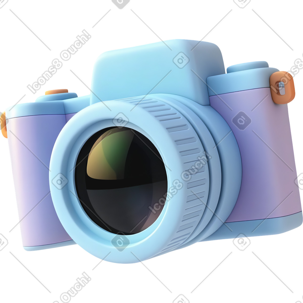 Plastiс lilac camera illustration in 3D Cutie style download in PNG, SVG