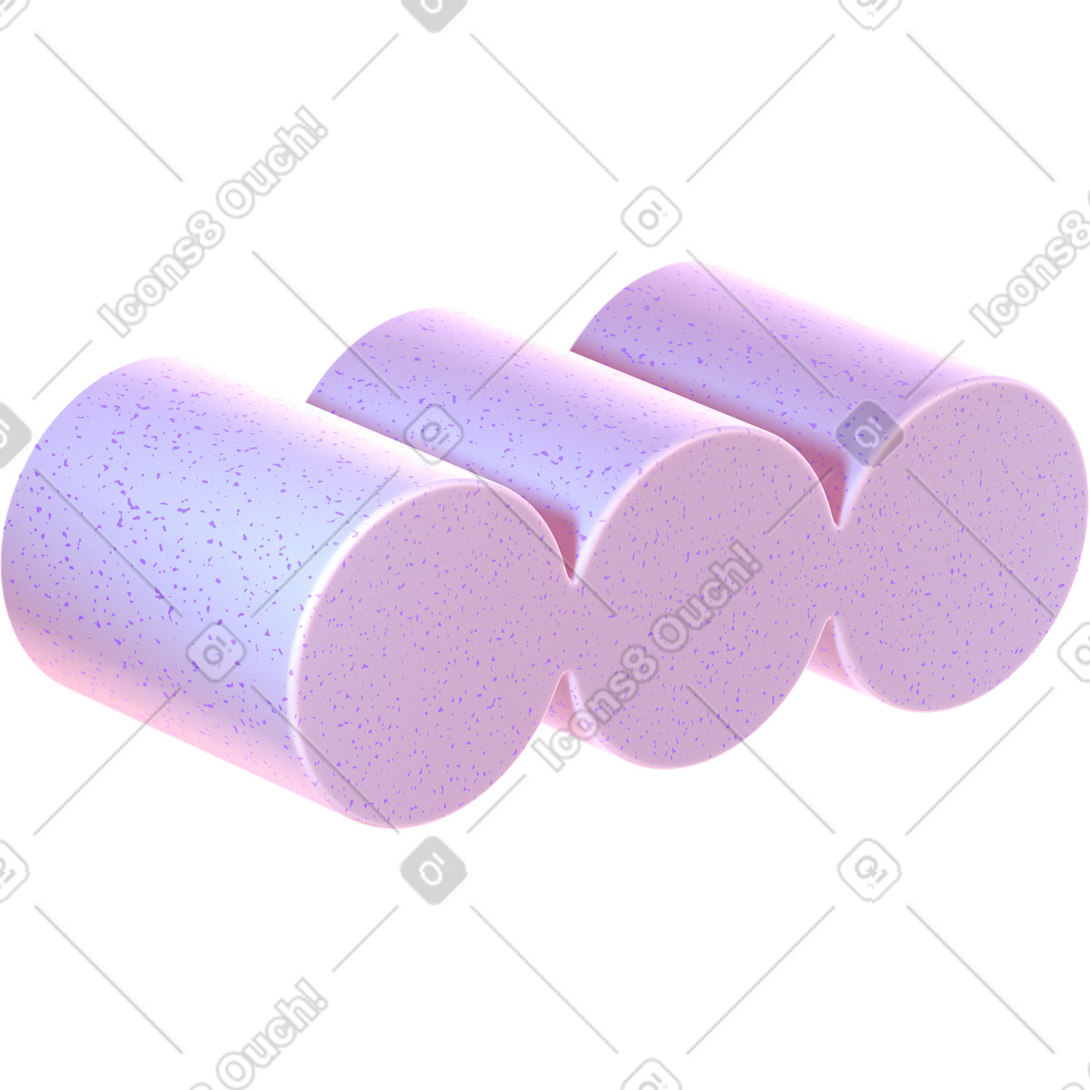 Abstract figure three cylinders illustration in 3D Glassy style download in PNG, SVG