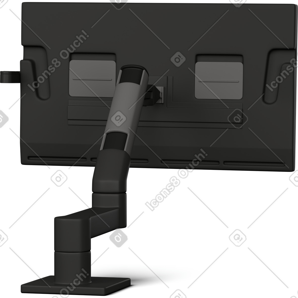 Ilustración Tableta gráfica en la vista posterior del soporte monitor estilo 3D Business a descargar PNG y SVG