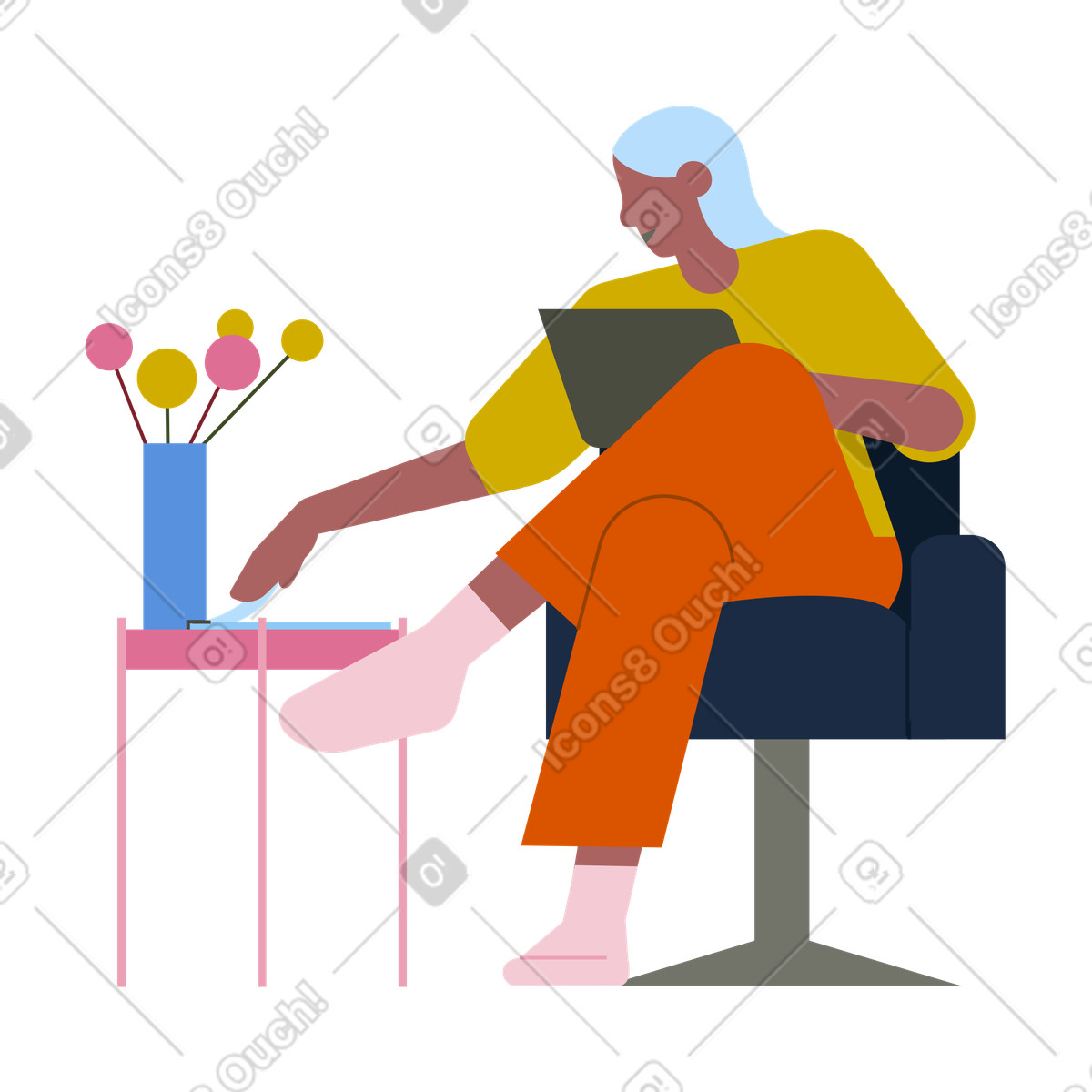 Remote work in home office illustration learning clipart for education graphics