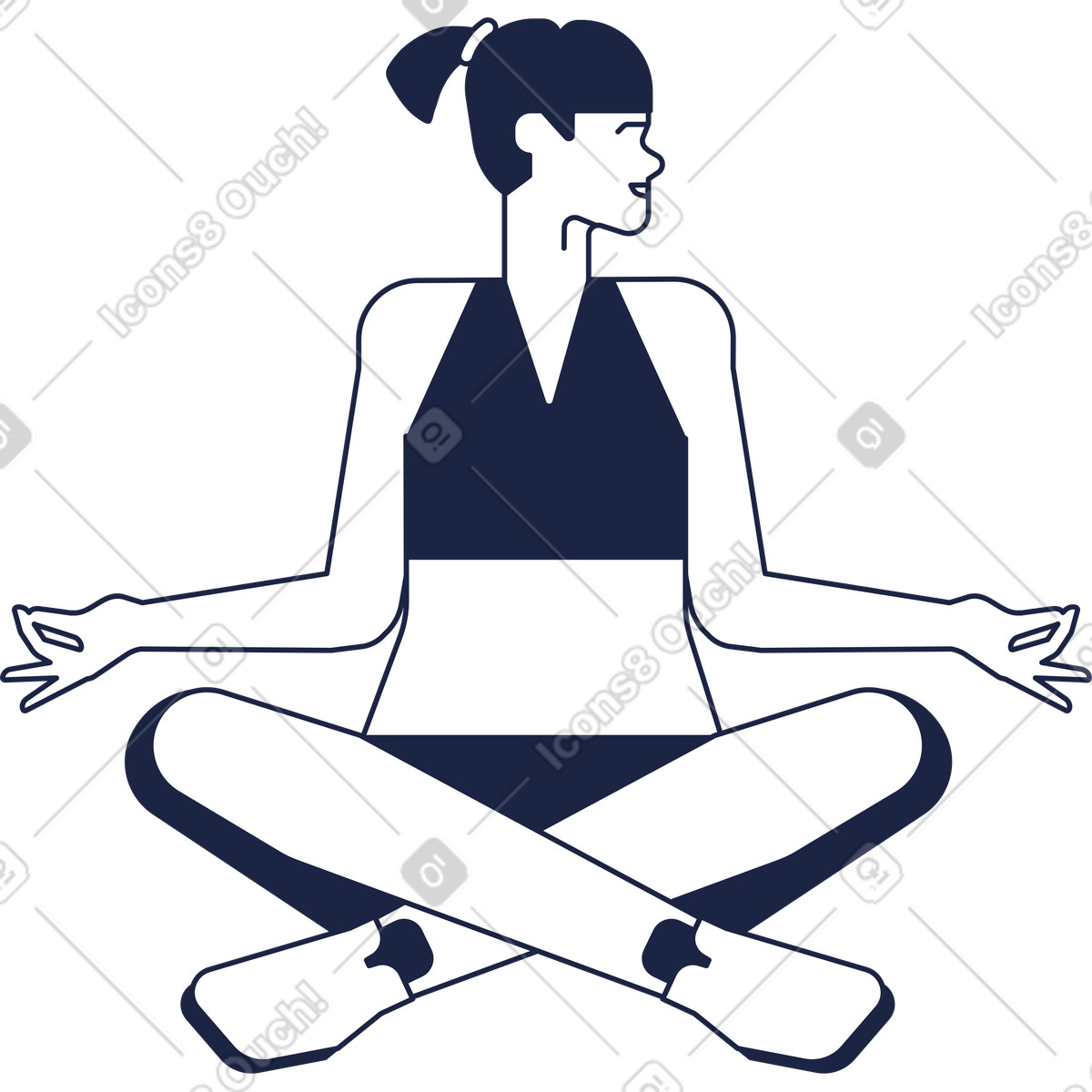 Illustration Ligne femme yoga dans le style Urban Line à télécharger aux formats PNG, SVG