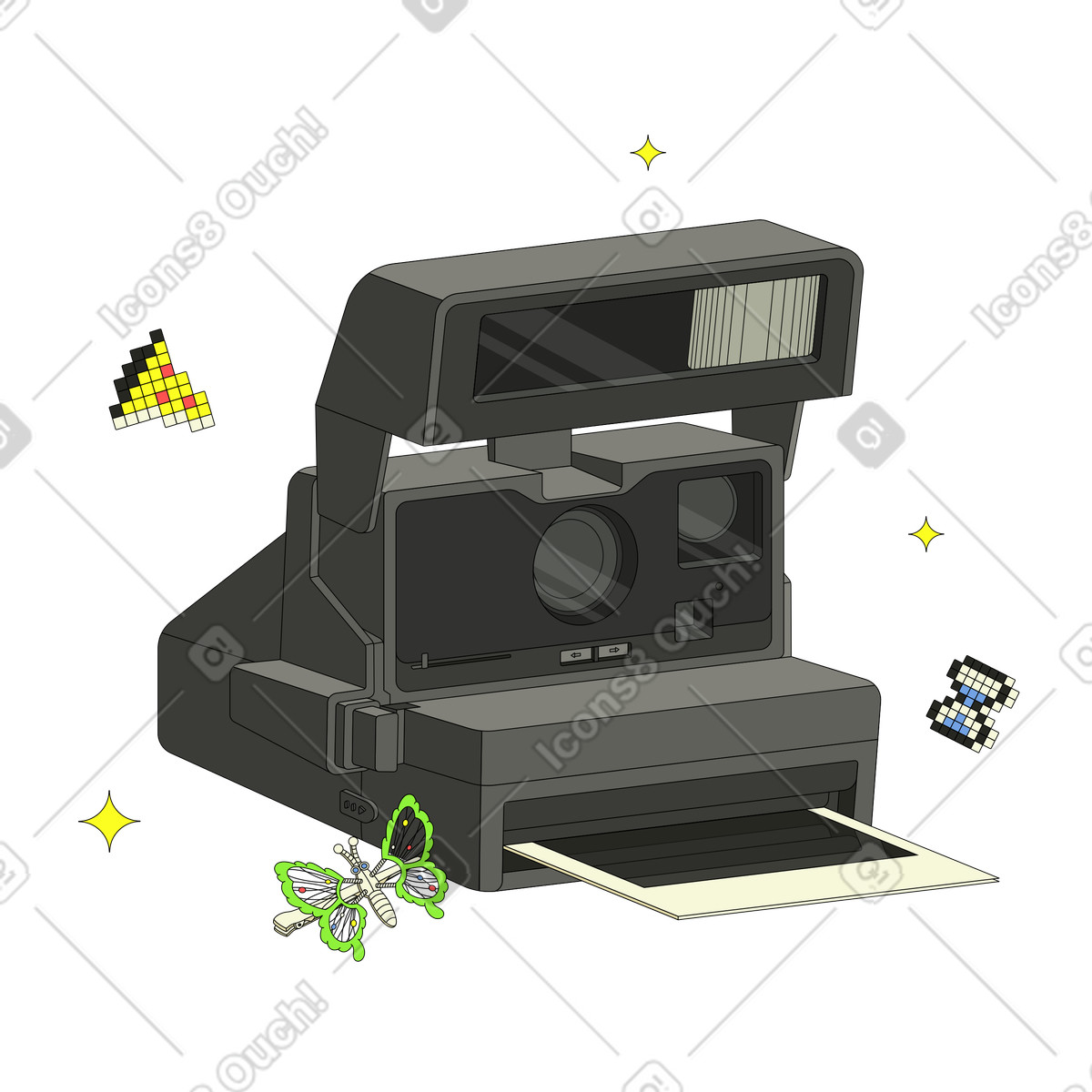 Иллюстрация Ретро polaroid с зажимами-бабочками в стиле Retro — скачать в форматах PNG, SVG