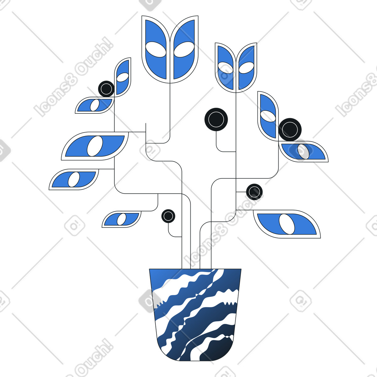 Potted plant with money leaves, Financial growth and wealth generation, Investment returns and profits illustration in PNG, SVG