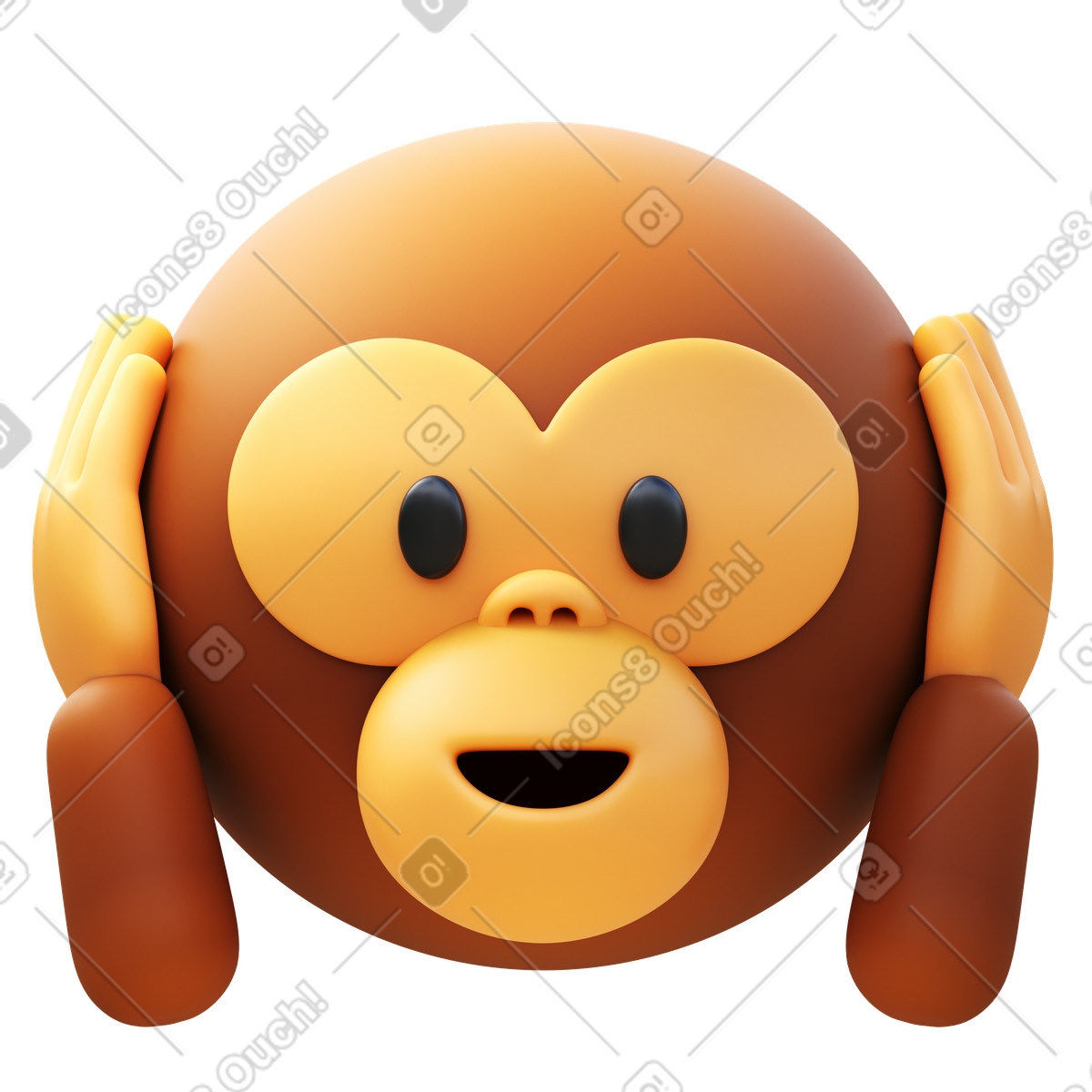 Hear no evil monkey illustration in PNG, SVG