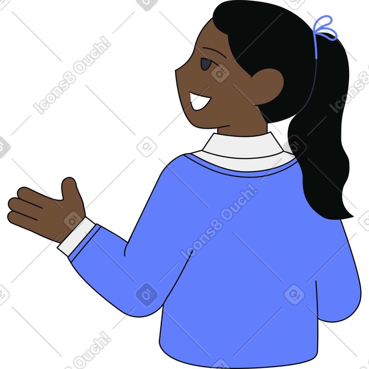 Der moderator äußert eine idee-Illustration im Teko-Stil als Download in PNG, SVG