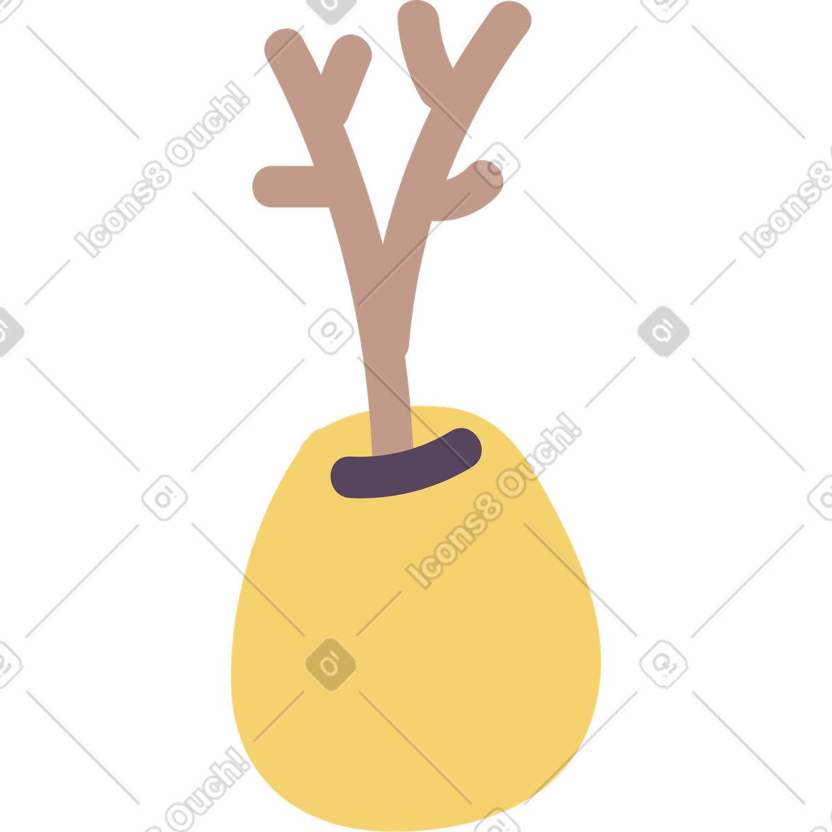 Vase mit zweigen-Illustration im Pluto-Stil als Download in PNG, SVG