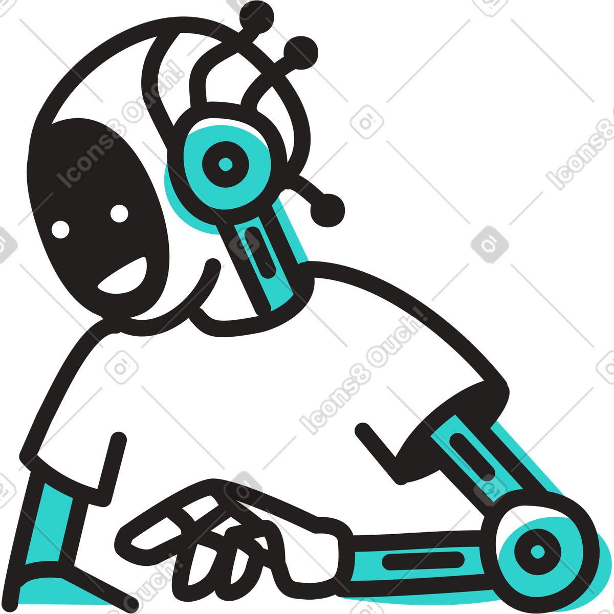 Robot umanoide illustrazione in stile Little scarica in PNG, SVG