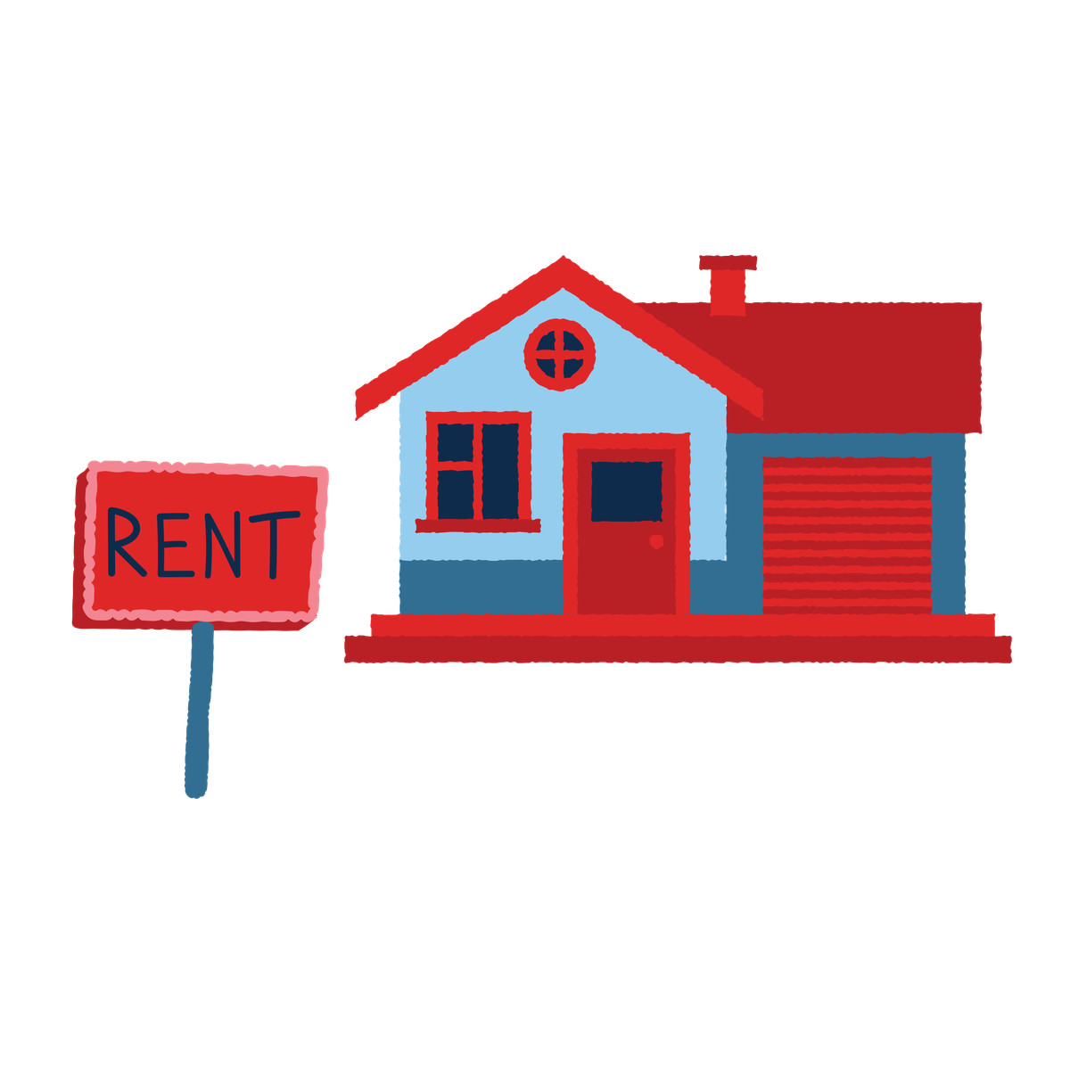 Ilustração de Rent sign in front of house em no estilo Cherry para baixar em PNG, SVG