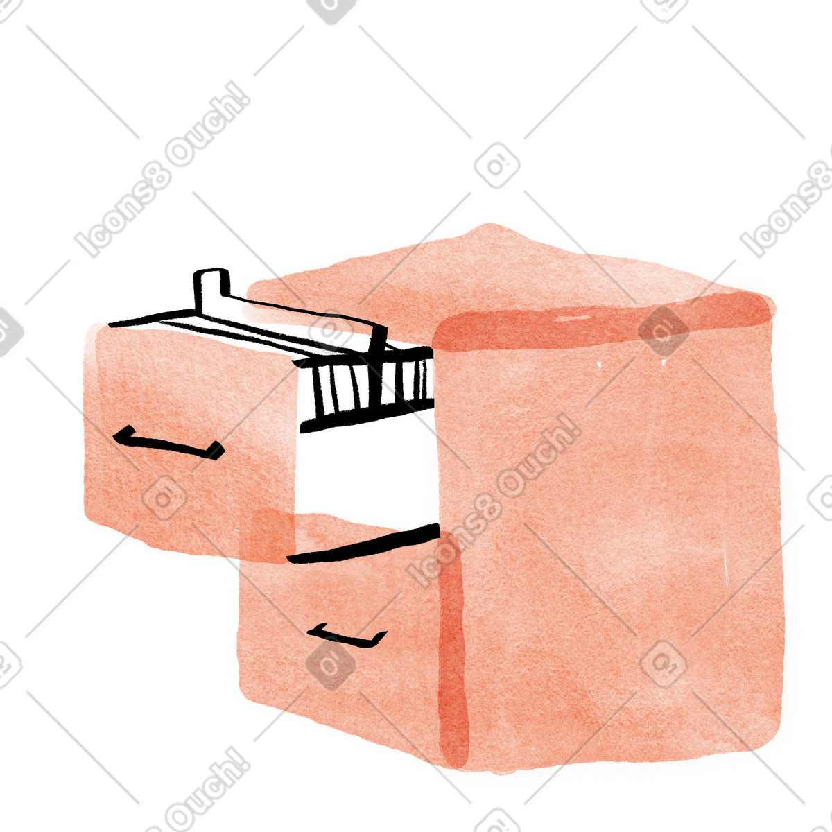 Open file cabinet with drawers, data storage and document organization animated illustration in Hand-drawn animation style download in GIF, Lottie (JSON), AE