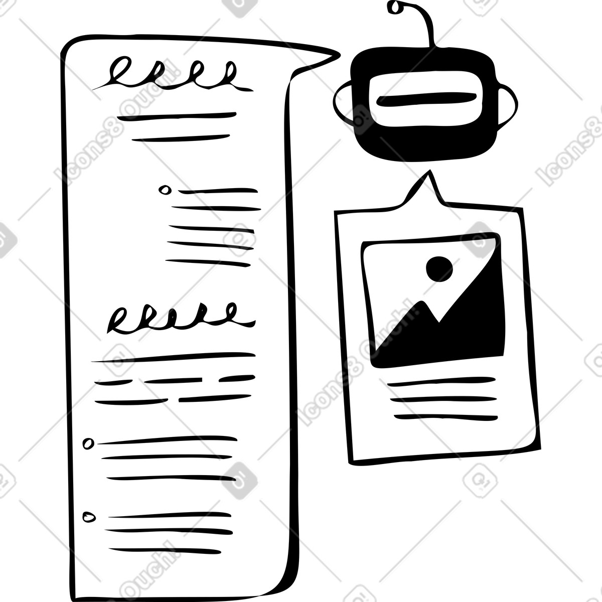 Ilustração de Texto e imagem gerados por ia em PNG e SVG