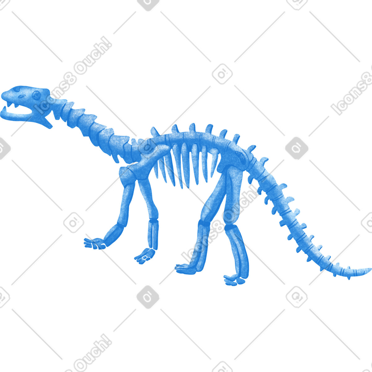 Skeleton of a dinosaur illustrazione in stile Gleam scarica in PNG, SVG