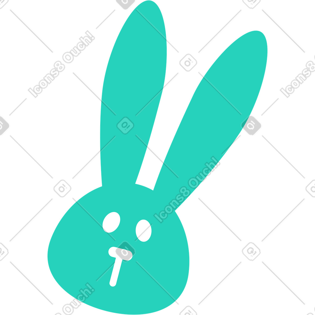 Rabbit green illustration in Rocky style download in PNG, SVG
