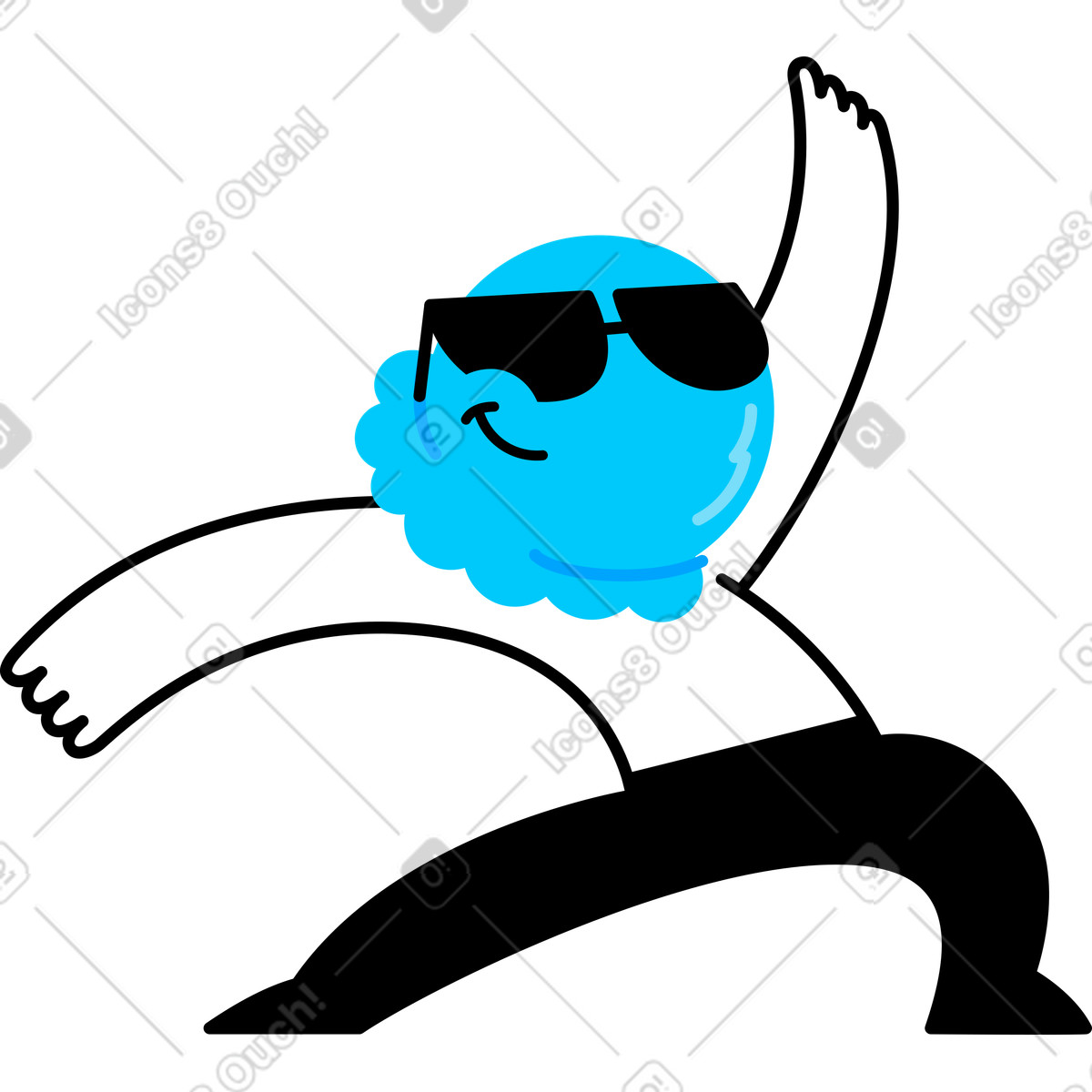 Giggle スタイルの キャラクターダンス のイラストをPNG、SVG形式でダウンロード
