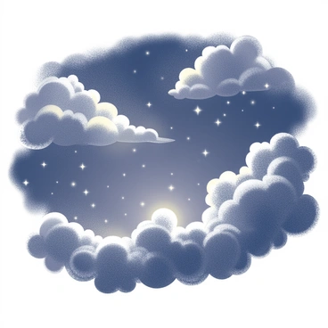 Stars twinkling through small gaps in a dense cloud cover at night