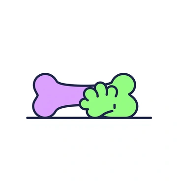 A clean, minimalist outline of a dog bone beside a dog's paw