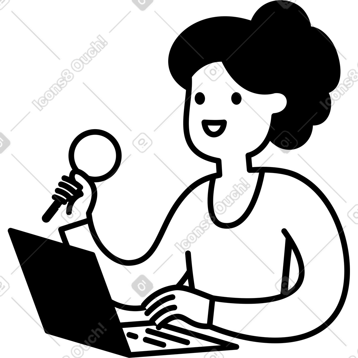 下载 Notion Line Art 风格的 Character holding ball and writing notes at desk workspace 插画，支持 PNG、SVG 格式