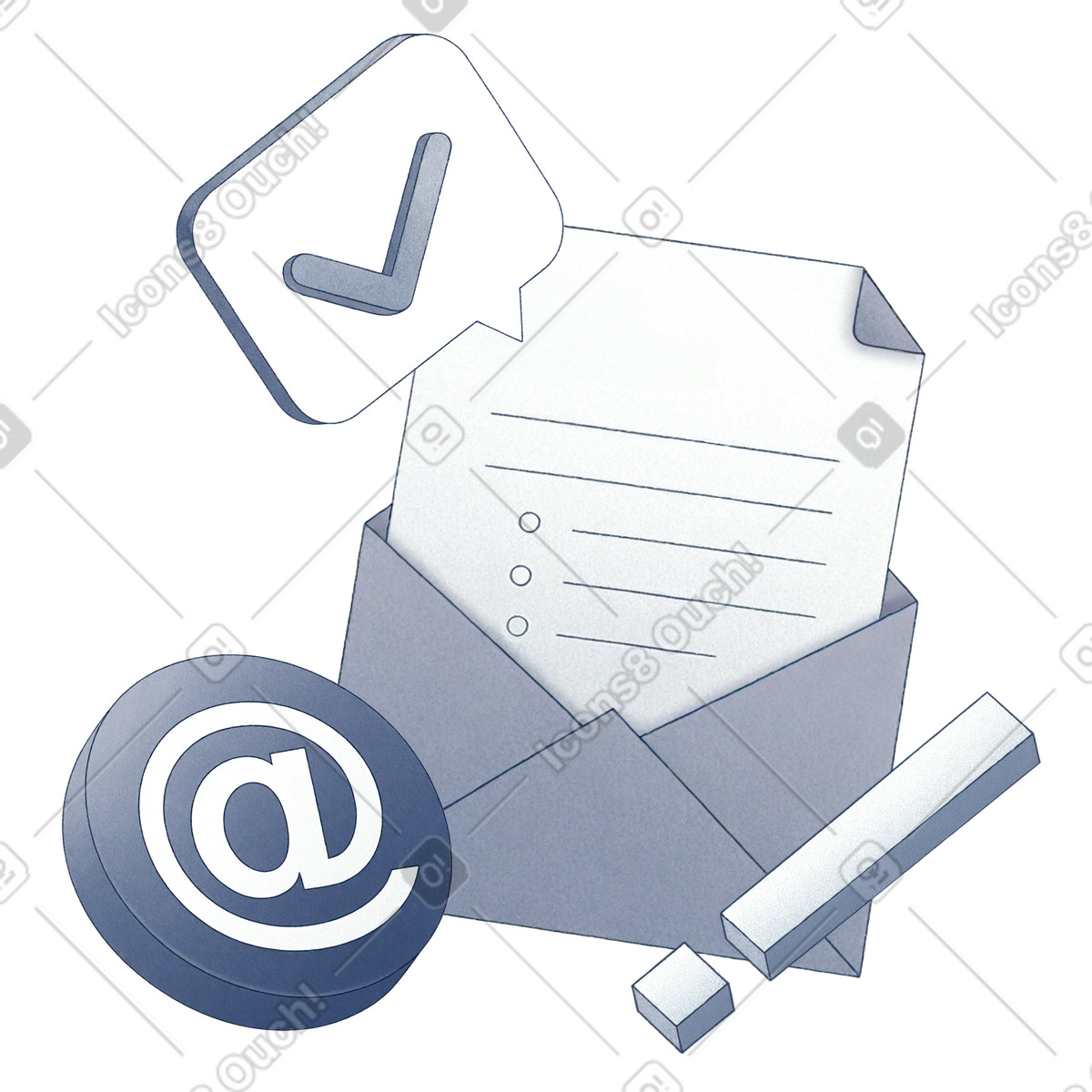Ilustración Recibir una carta importante por correo electrónico en estilo Haze a descargar en PNG y SVG