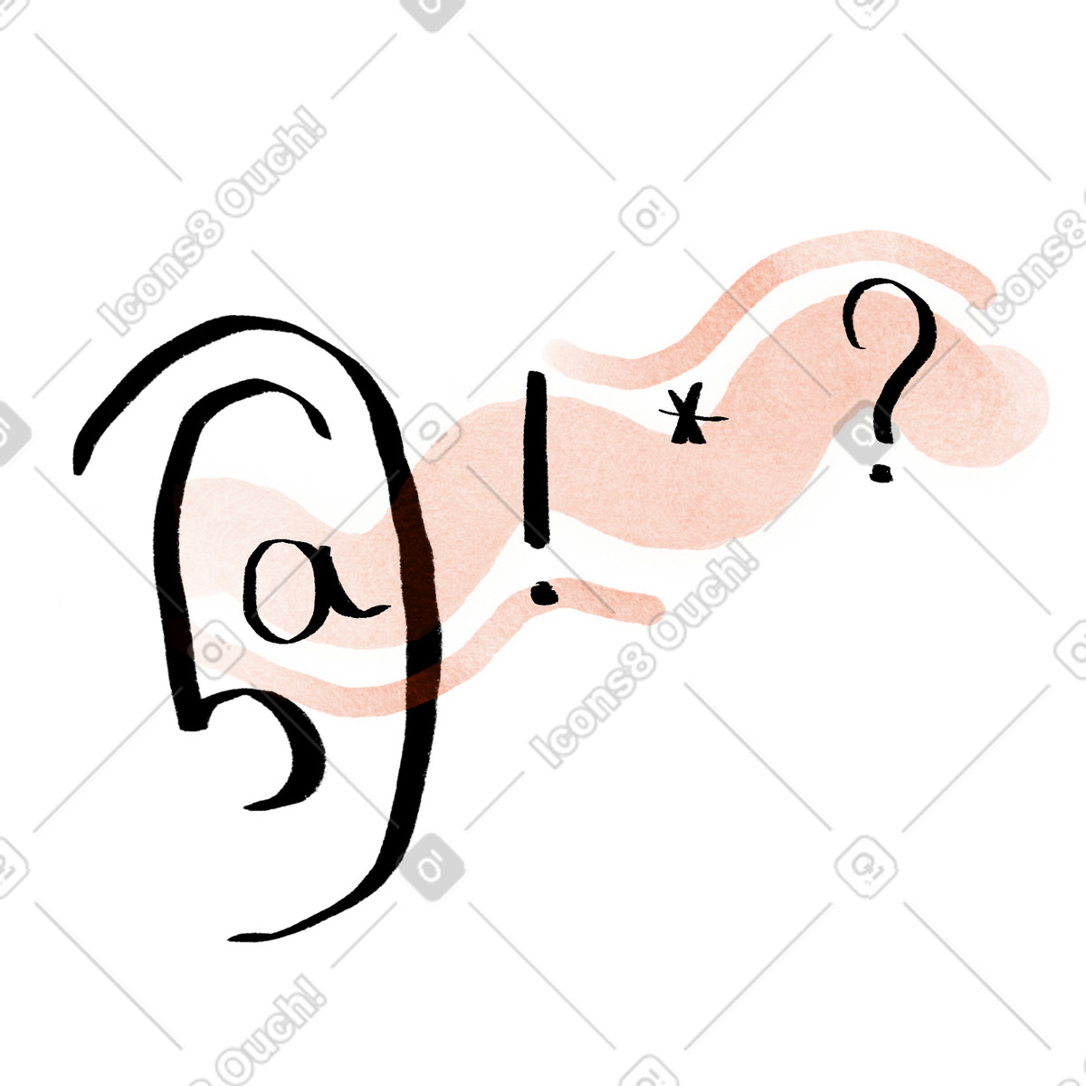 Simboli astratti che catturano l'orecchio, percezione del suono o input uditivo illustrazione animata in stile Hand-drawn animation scaricabile in GIF, Lottie (JSON), AE