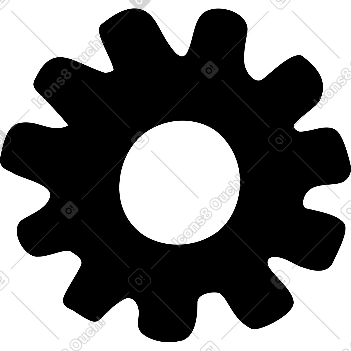 Black gear illustration in Journal style download in PNG, SVG