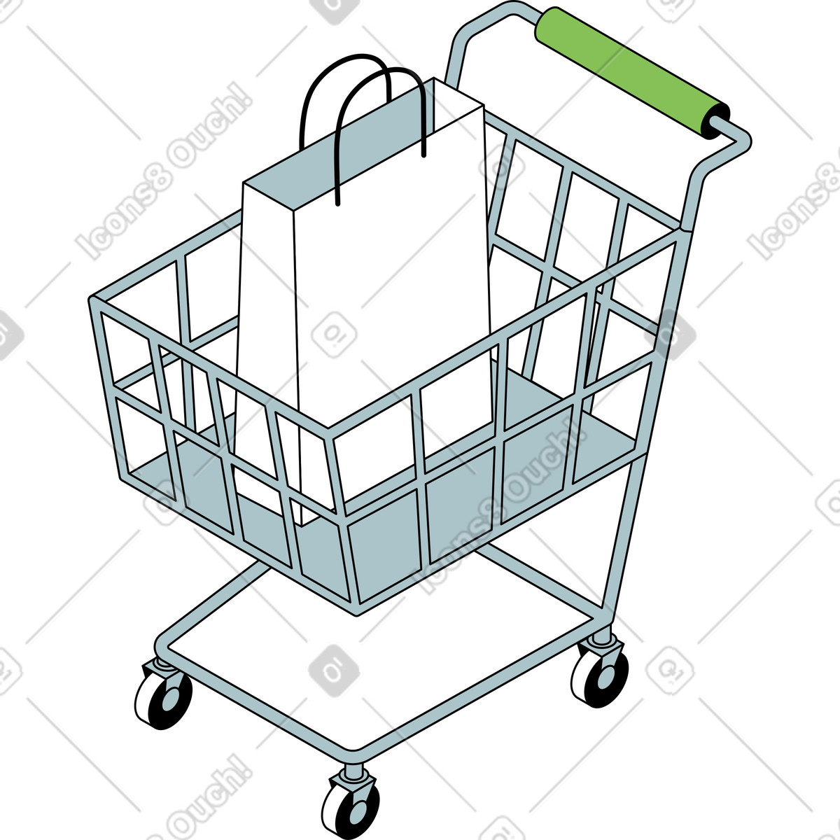 Illustration Panier avec sac dans le style Isometric à télécharger aux formats PNG, SVG