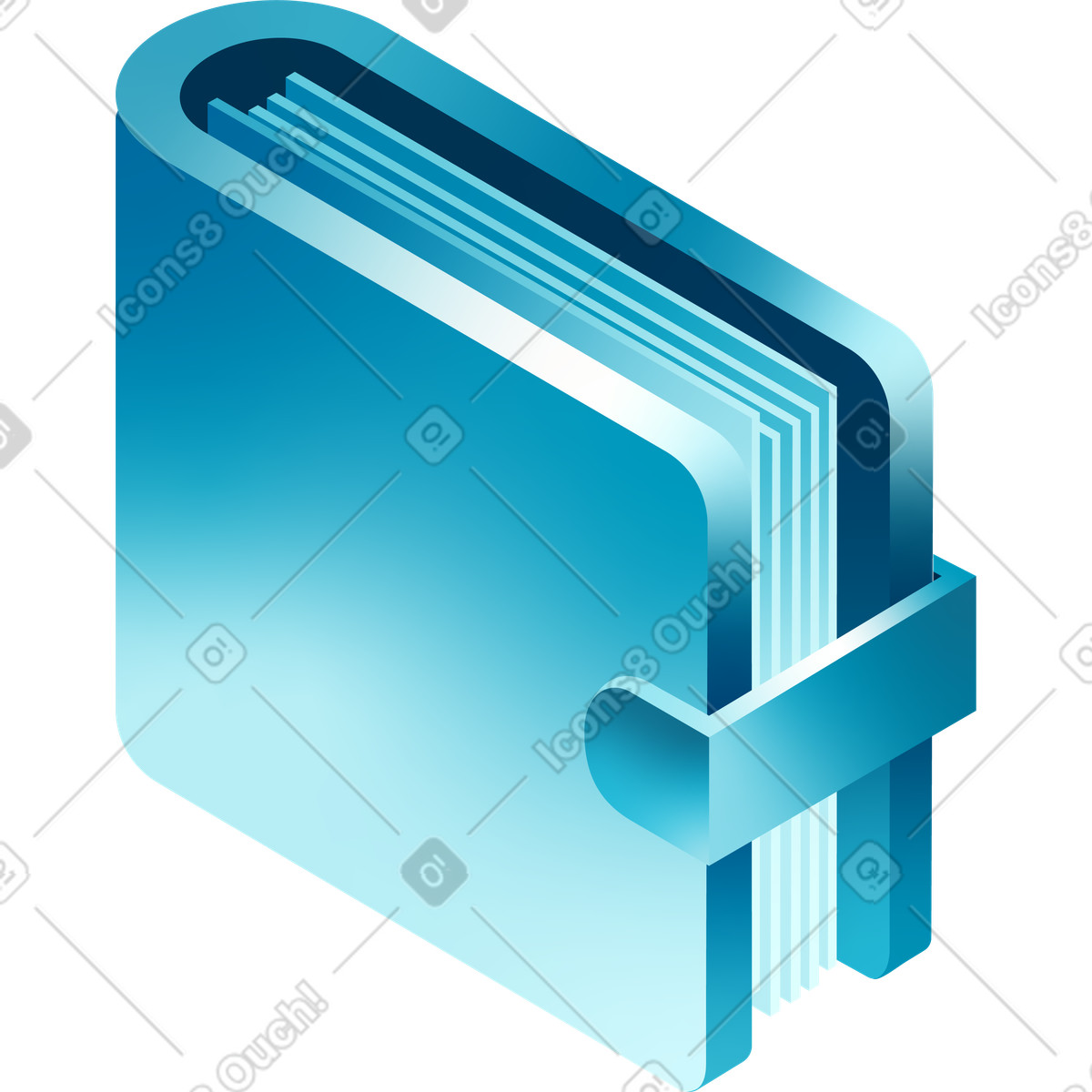 Blue isometric wallet illustration in PNG, SVG