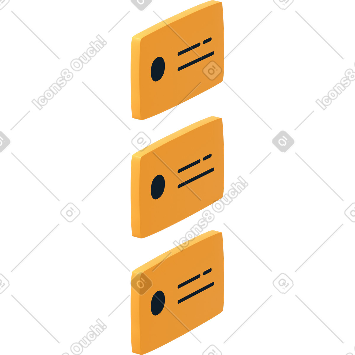 Illustration Trois badges jaunes dans le style 3D Flame à télécharger aux formats PNG, SVG