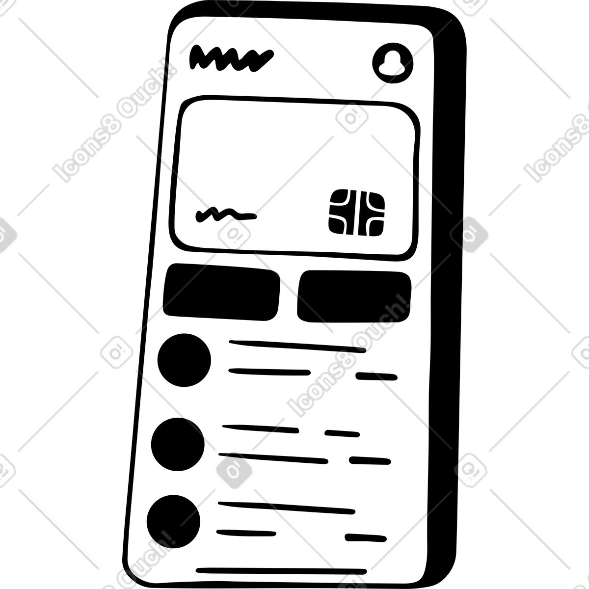 Illustration Application bancaire mobile dans le style Journal à télécharger aux formats PNG, SVG