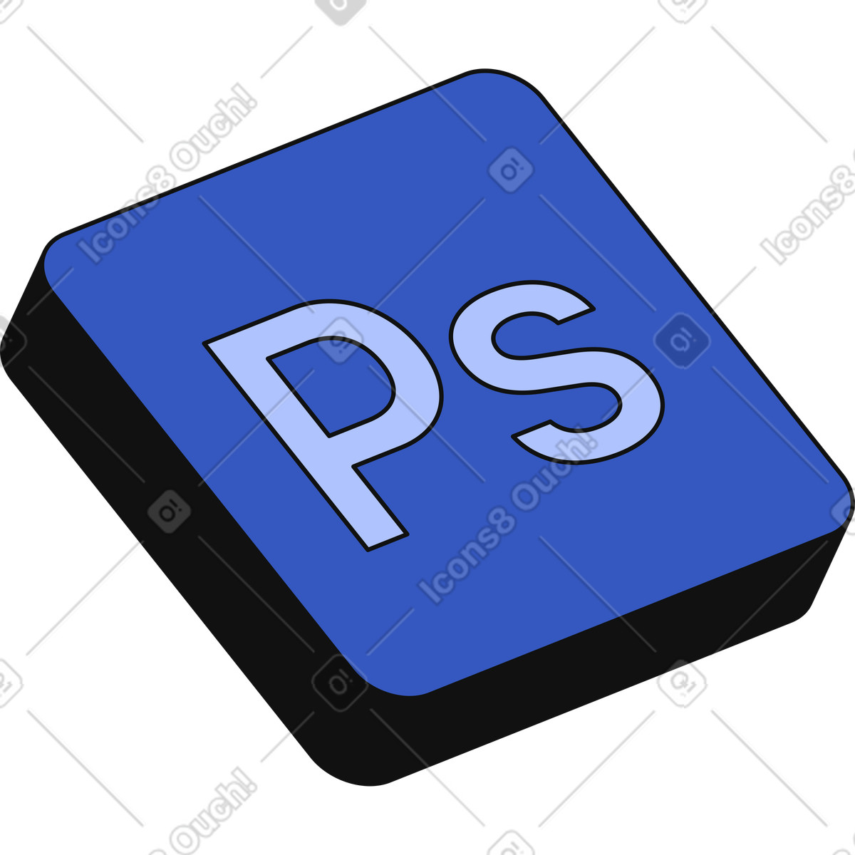 Ilustración Icono de adobe photoshop en estilo Techny a descargar en PNG y SVG