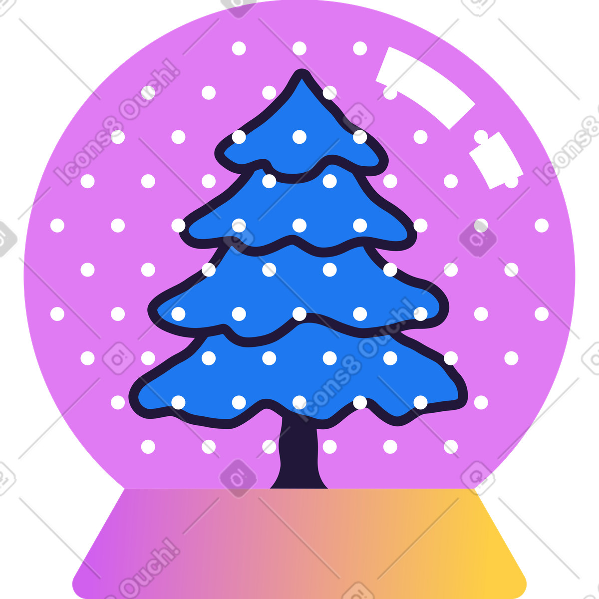 下载 Conifer 风格的 Snow globe with christmas tree 插画，支持 PNG、SVG 格式