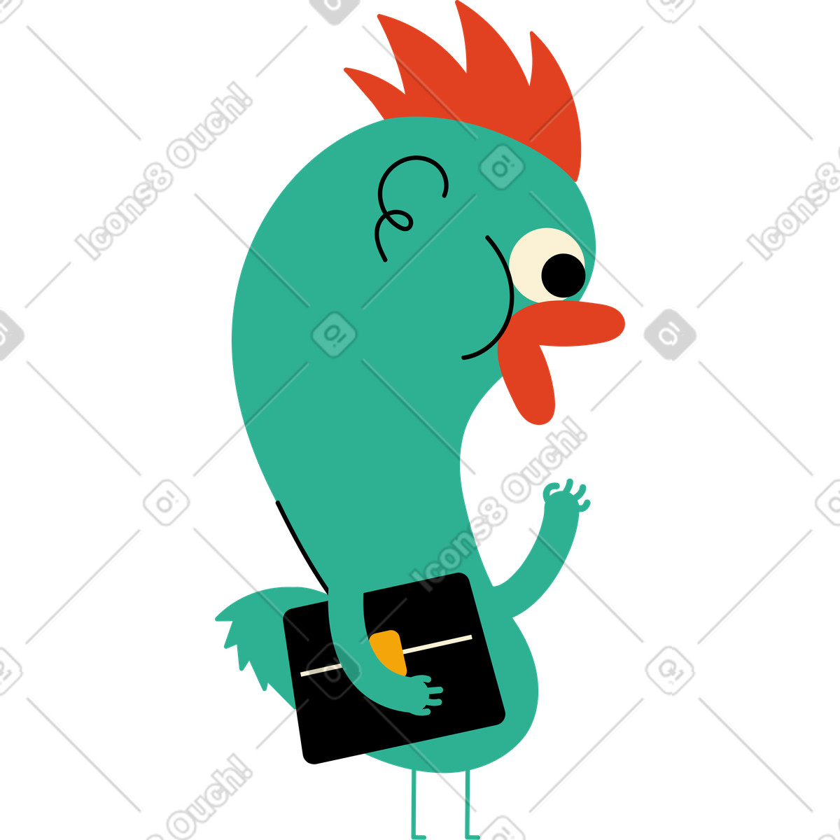 Green character with one-eyed illustration in Jelly style download in PNG, SVG