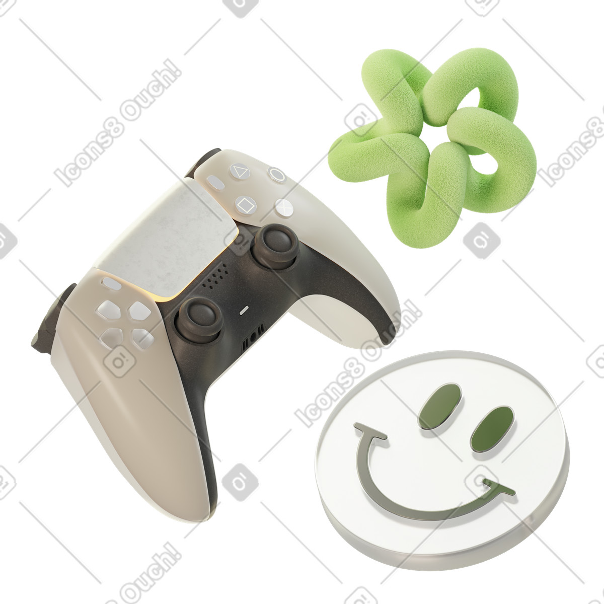 Ilustração animada de Controle de videogame com smiley em GIF, Lottie (JSON), AE