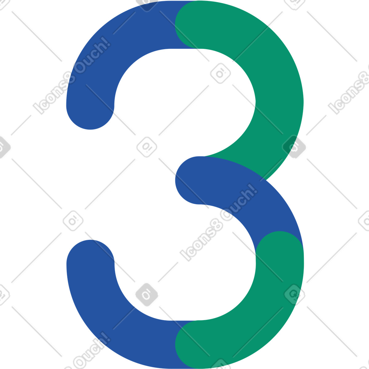 Number three illustration in Spot style download in PNG, SVG