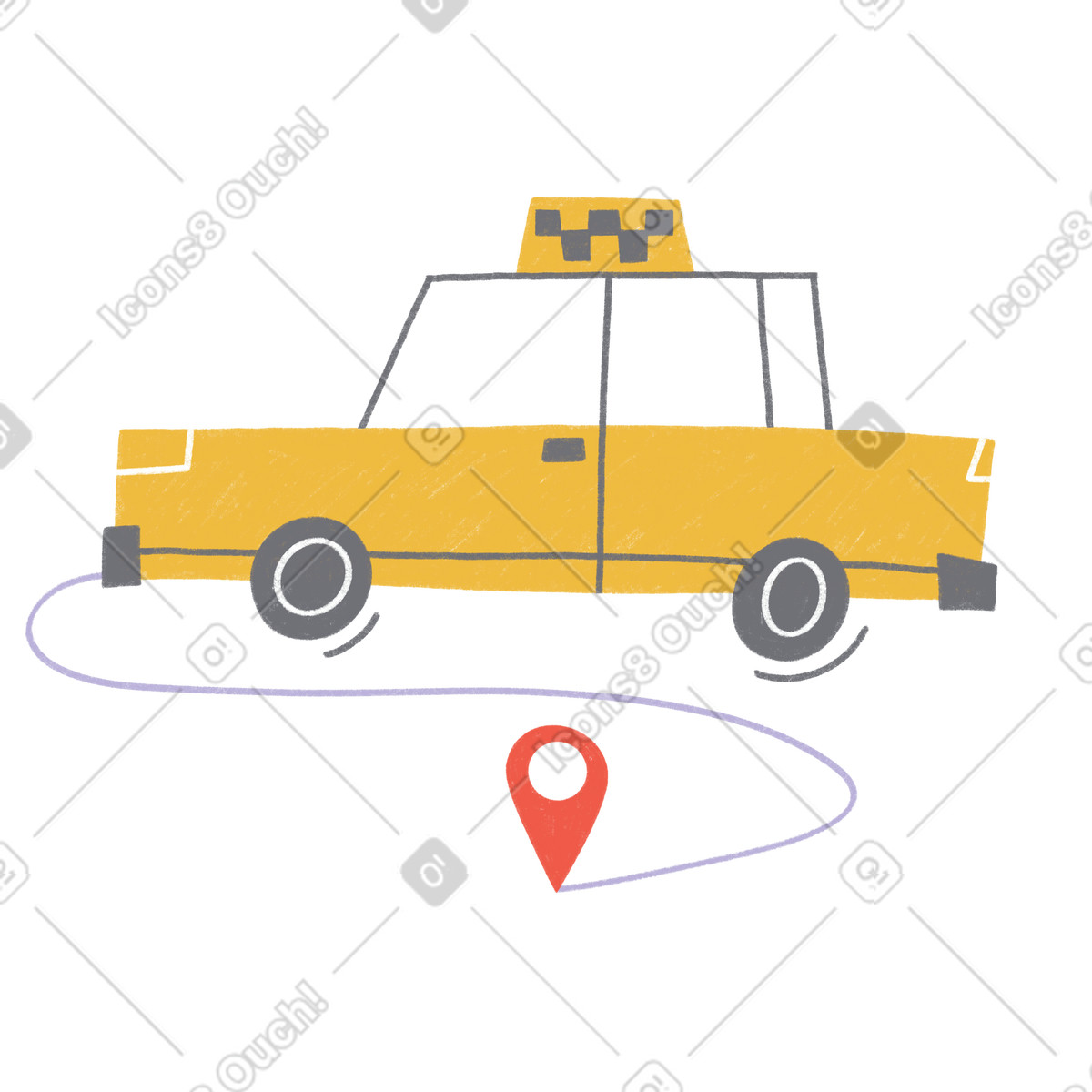 Tutti スタイルの Taxi rides to the destination のイラストをPNG、SVG形式でダウンロード