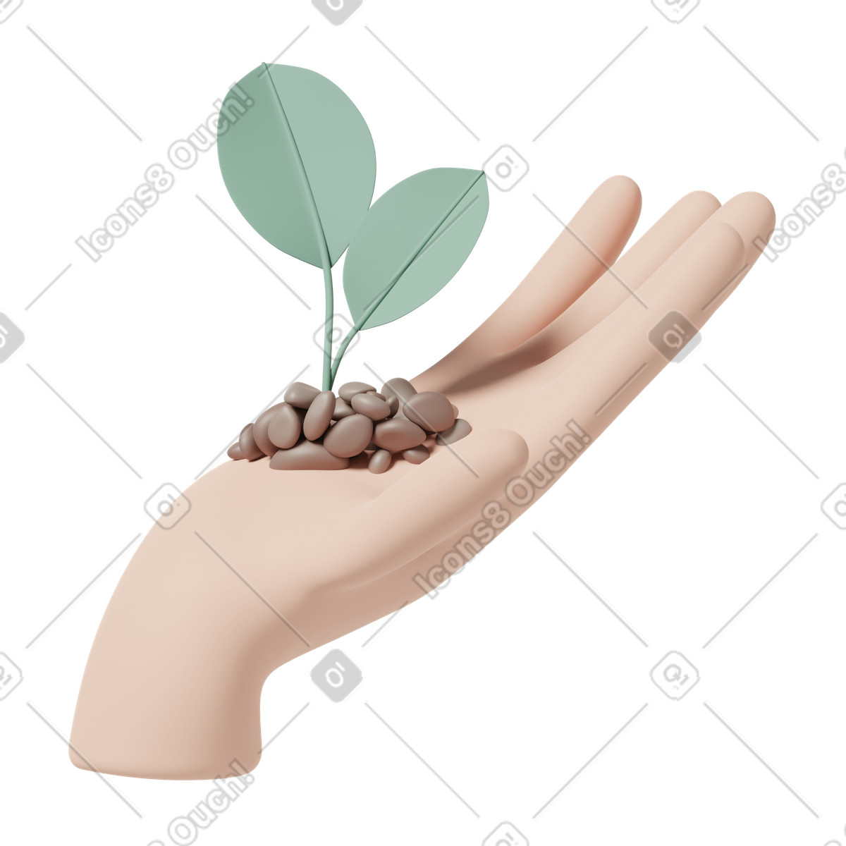 Ecology hand illustration in 3D Casual life style download in PNG, SVG
