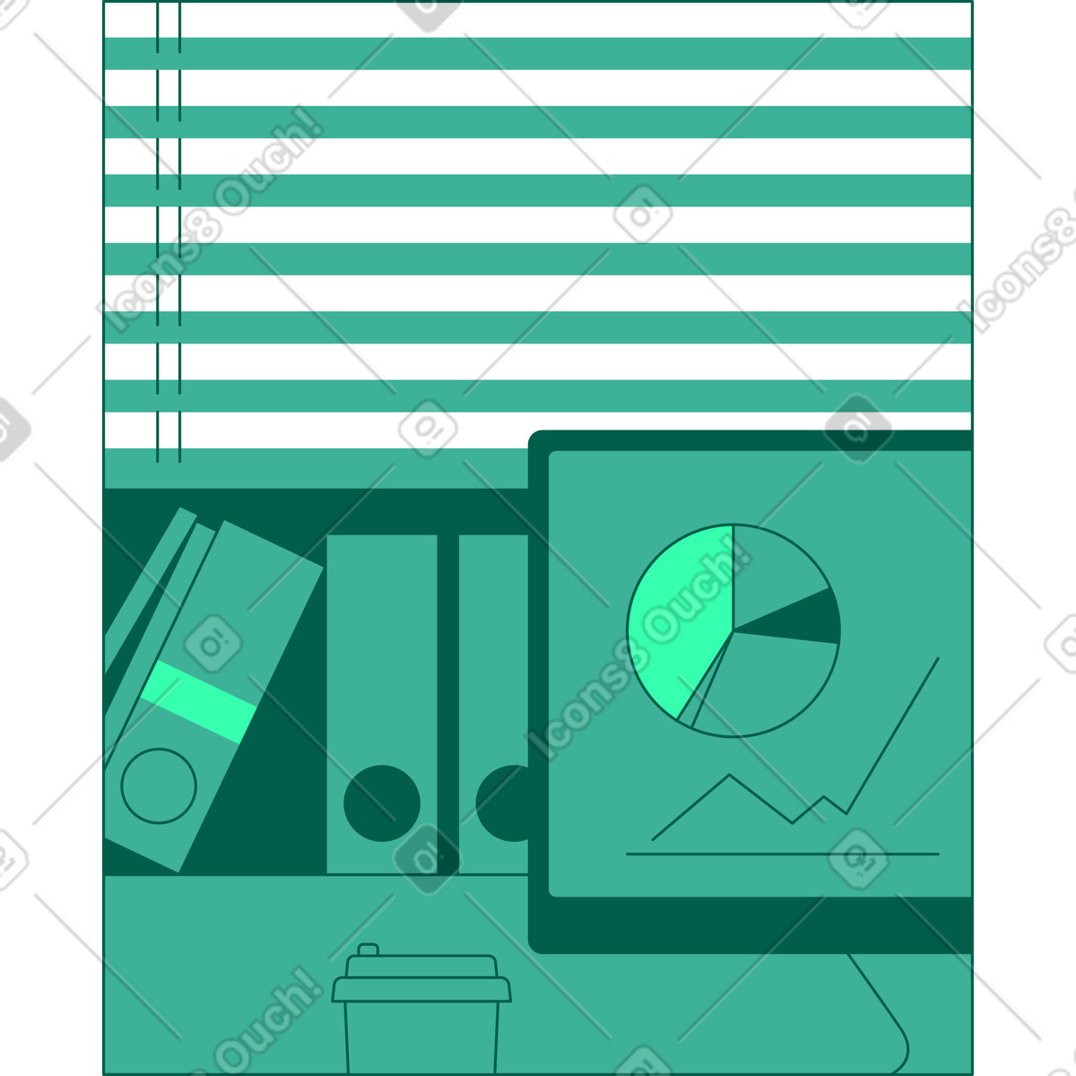 Ilustração de Quadro com persianas e monitor em no estilo Storyline para baixar em PNG, SVG