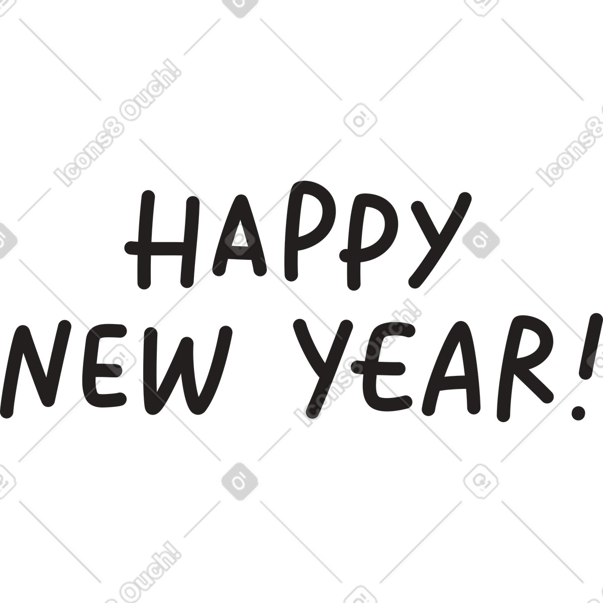Testo felice anno nuovo lettering disegnato a mano illustrazione in stile Little scarica in PNG, SVG