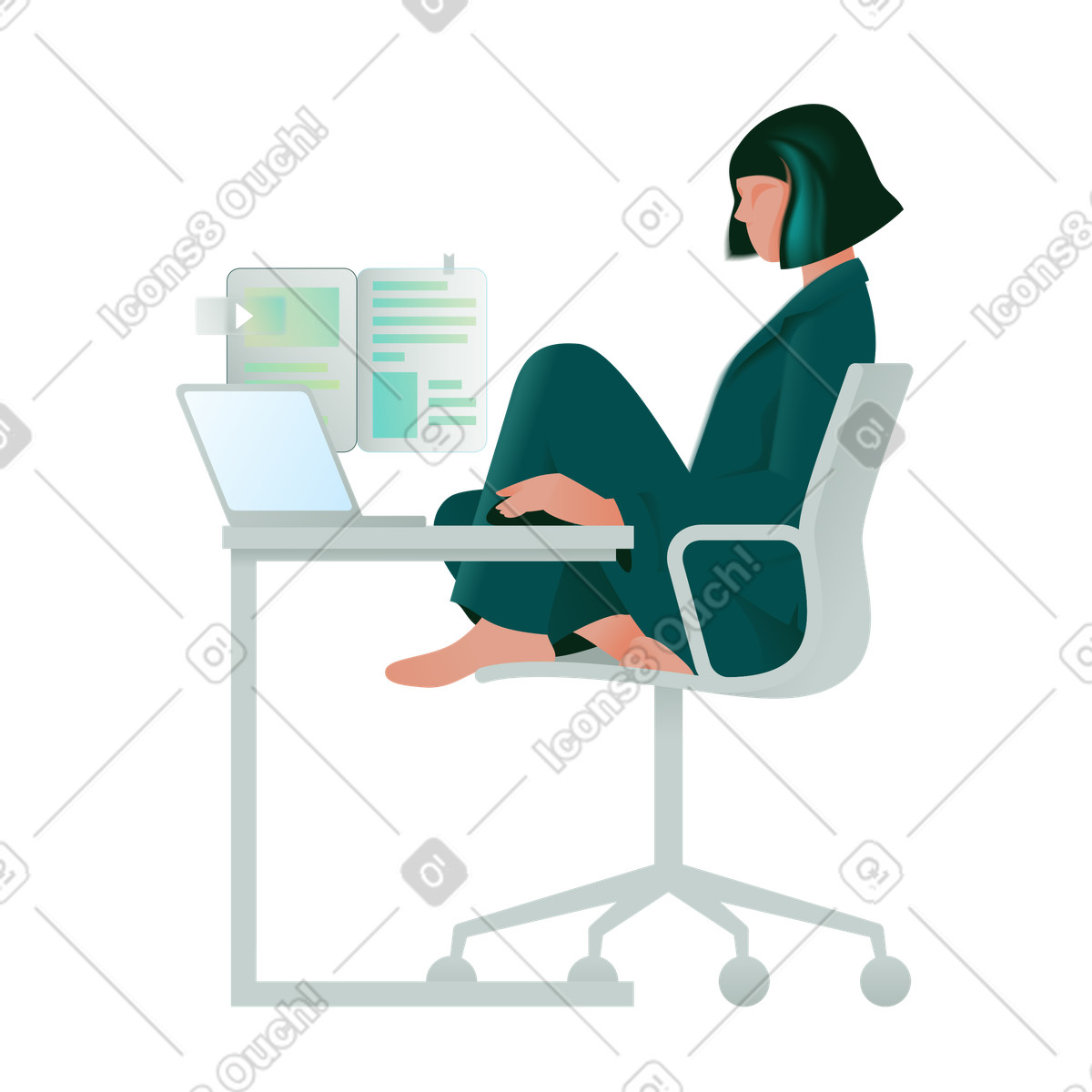 스타일의 Remote working freelancer, home office routine 일러스트레이션 PNG, SVG 다운로드